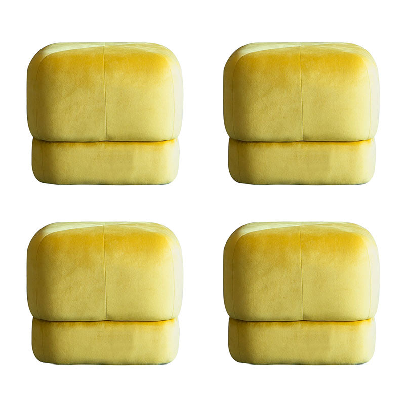 Modern Pouf Ottoman Velvet Upholstered Fade Resistant Solid Color Square Ottoman