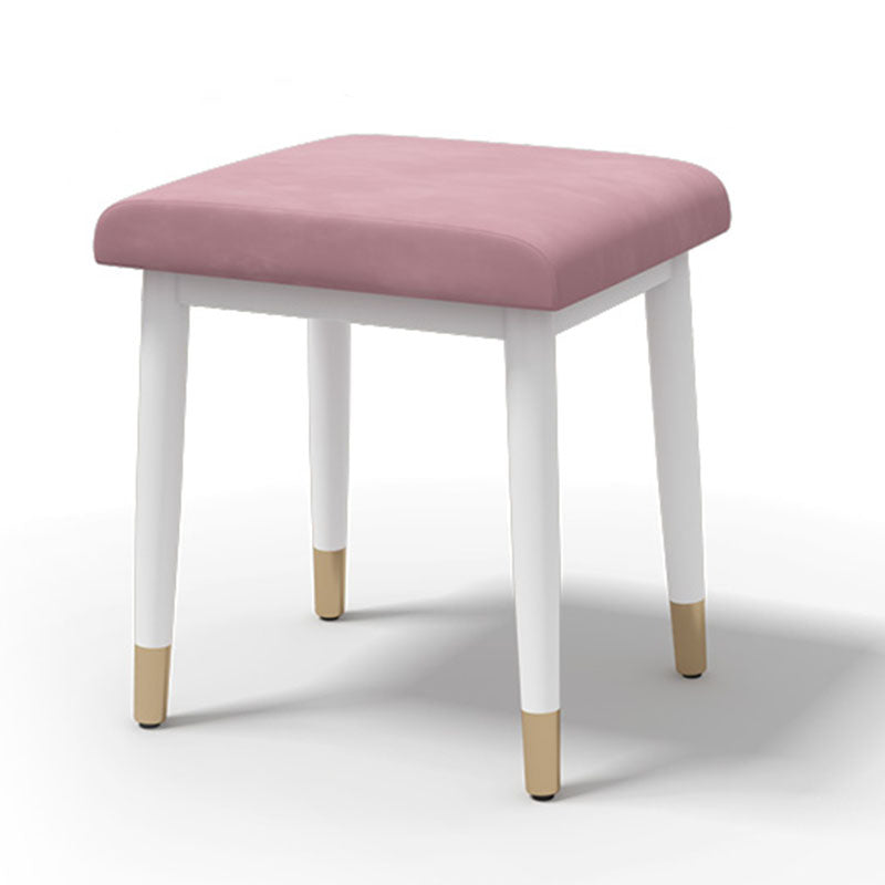 Glam Ottoman Velvet Upholstered Solid Color Square Ottoman with Metal Legs