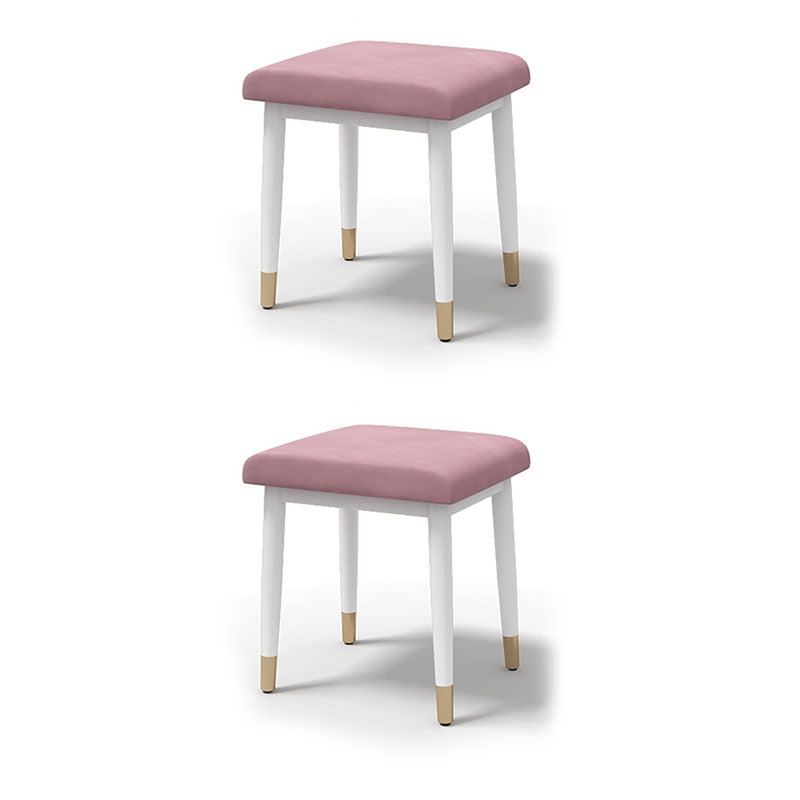 Glam Ottoman Velvet Upholstered Solid Color Square Ottoman with Metal Legs