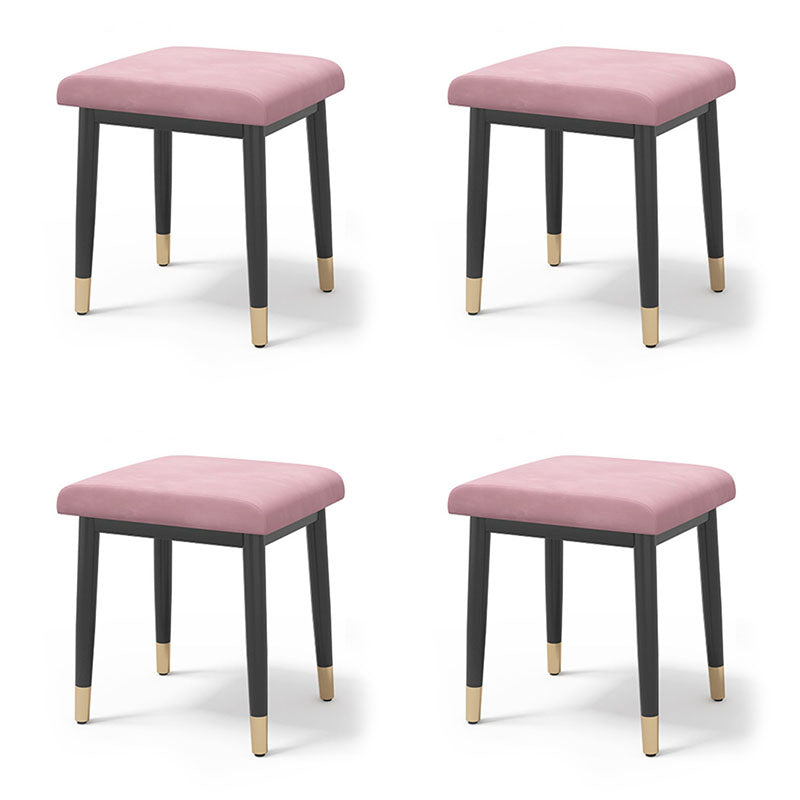 Glam Ottoman Velvet Upholstered Solid Color Square Ottoman with Metal Legs