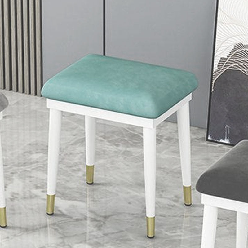 Glam Ottoman Velvet Upholstered Solid Color Square Ottoman with Metal Legs