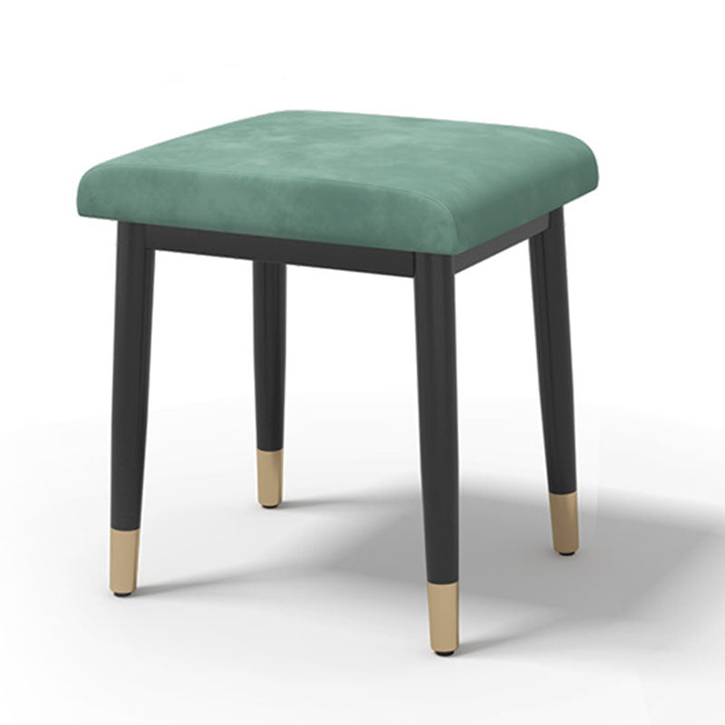 Glam Ottoman Velvet Upholstered Solid Color Square Ottoman with Metal Legs