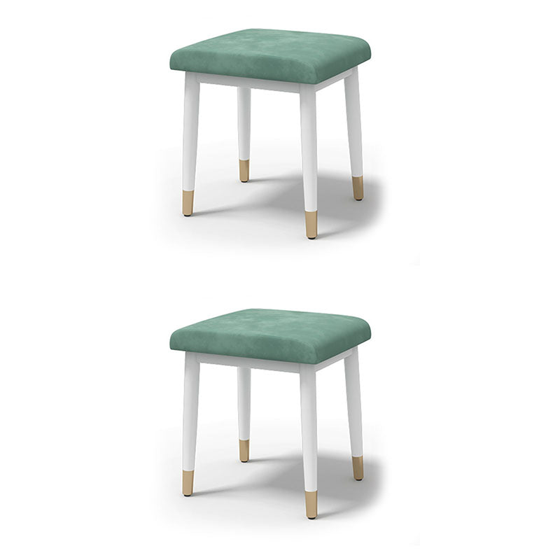 Glam Ottoman Velvet Upholstered Solid Color Square Ottoman with Metal Legs