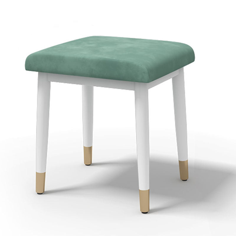 Glam Ottoman Velvet Upholstered Solid Color Square Ottoman with Metal Legs