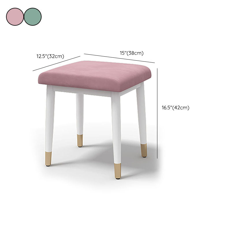 Glam Ottoman Velvet Upholstered Solid Color Square Ottoman with Metal Legs