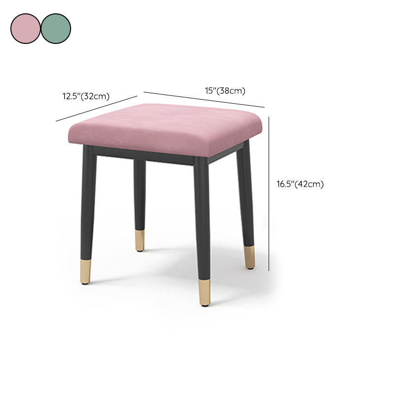 Glam Ottoman Velvet Upholstered Solid Color Square Ottoman with Metal Legs