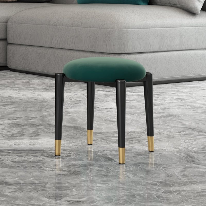 Luxury Ottoman Velvet Tear Resistant Solid Color Round Ottoman with Metal Legs