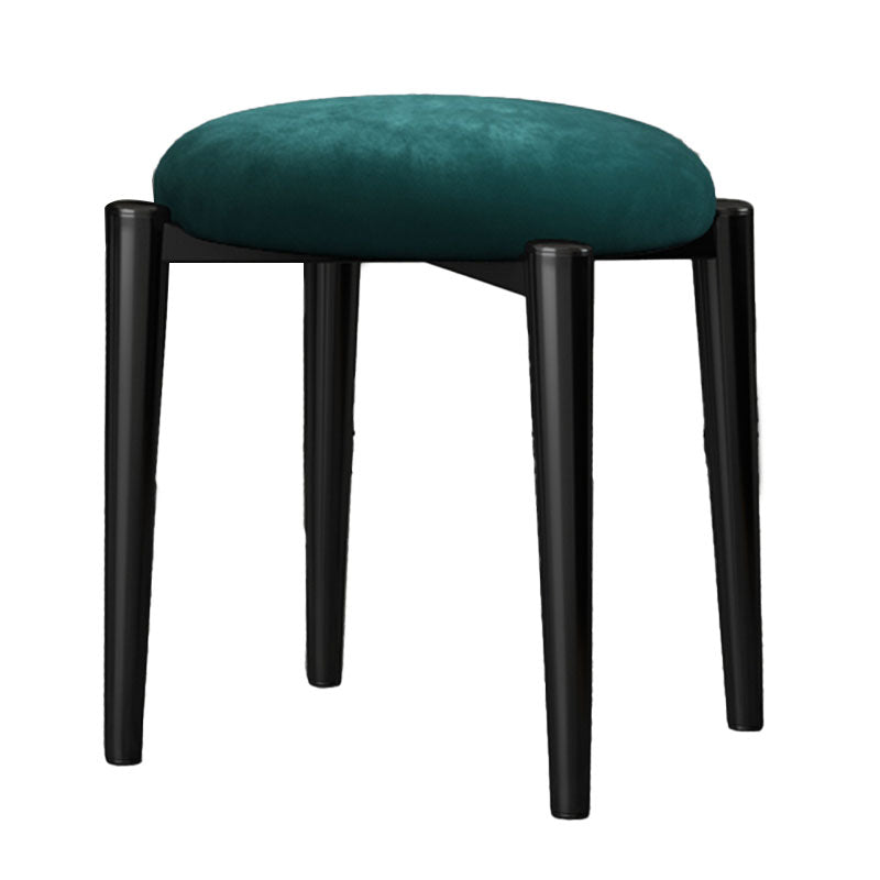 Luxury Ottoman Velvet Tear Resistant Solid Color Round Ottoman with Metal Legs