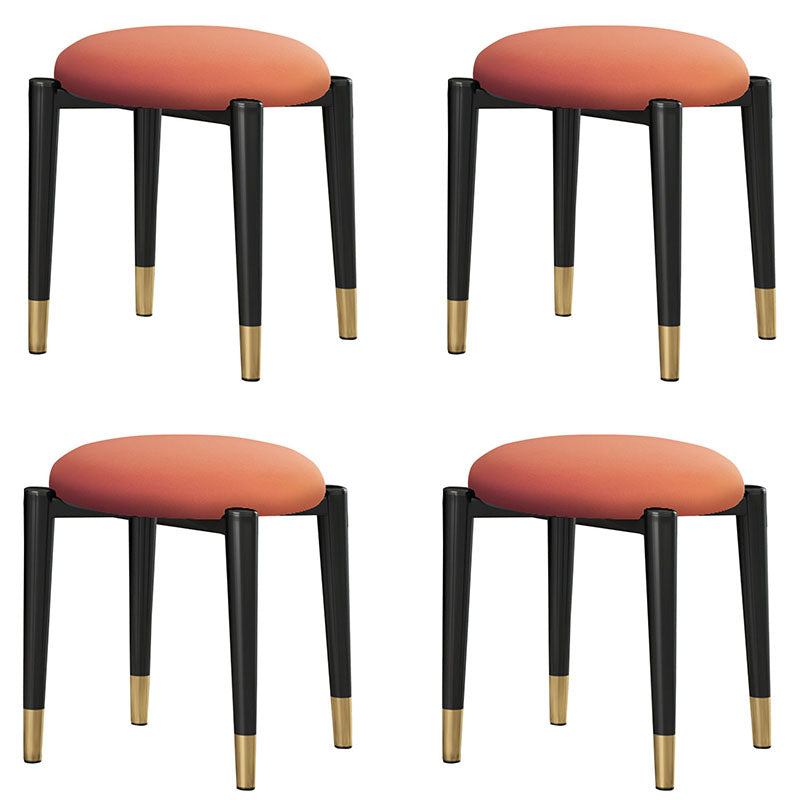Luxury Ottoman Velvet Tear Resistant Solid Color Round Ottoman with Metal Legs