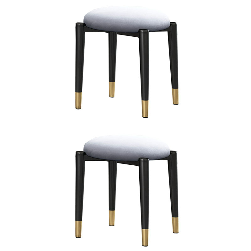 Luxury Ottoman Velvet Tear Resistant Solid Color Round Ottoman with Metal Legs