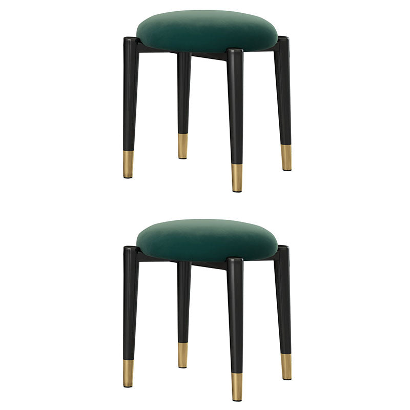Luxury Ottoman Velvet Tear Resistant Solid Color Round Ottoman with Metal Legs