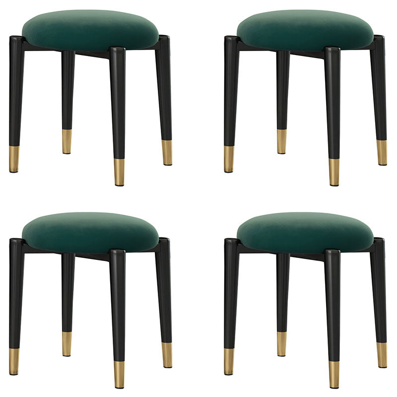 Luxury Ottoman Velvet Tear Resistant Solid Color Round Ottoman with Metal Legs