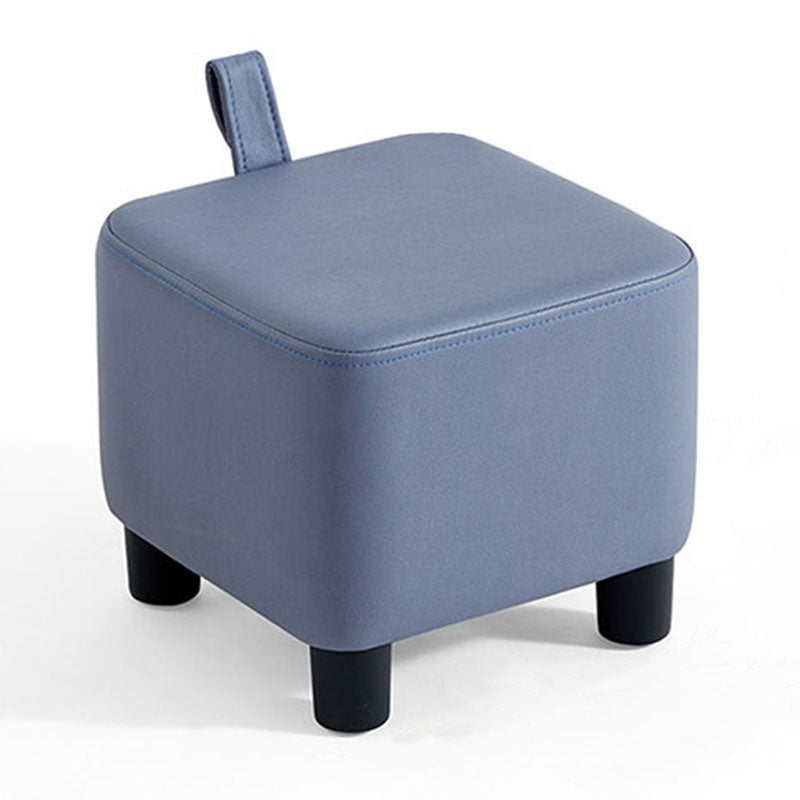 Glam Ottoman Faux Leather Stain Resistant Solid Color Square Ottoman with Plastic Legs