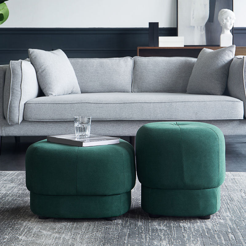 Modern Ottoman Velvet Upholstered Fade Resistant Solid Color Square Ottoman