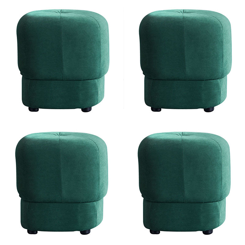 Modern Ottoman Velvet Upholstered Fade Resistant Solid Color Square Ottoman