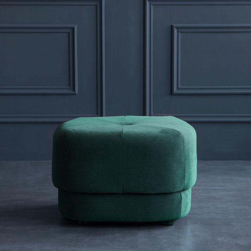 Modern Ottoman Velvet Upholstered Fade Resistant Solid Color Square Ottoman