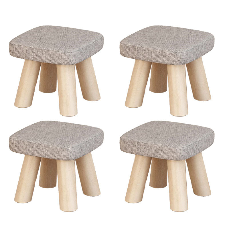 Modern Ottoman Cotton Fade Resistant Detachable Seat Cover Solid Color Square Ottoman