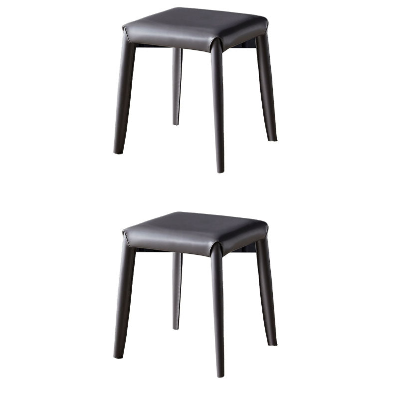 Glam Ottoman Faux Leather Stain Resistant Solid Color Square Ottoman with Metal Legs