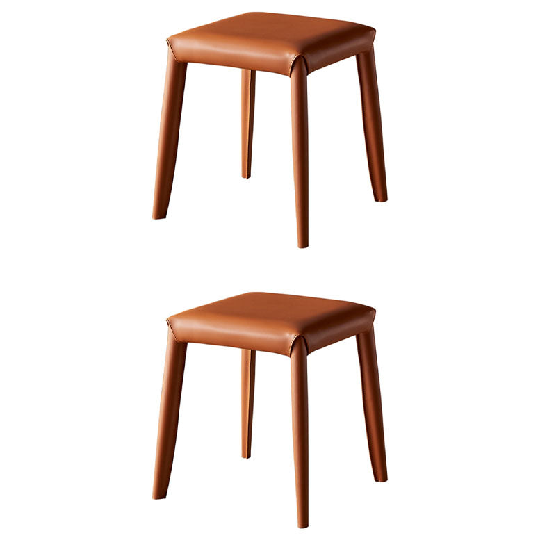 Glam Ottoman Faux Leather Stain Resistant Solid Color Square Ottoman with Metal Legs