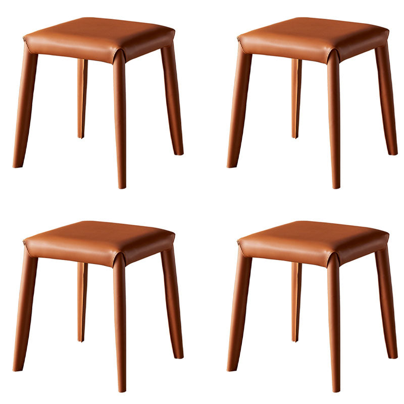 Glam Ottoman Faux Leather Stain Resistant Solid Color Square Ottoman with Metal Legs