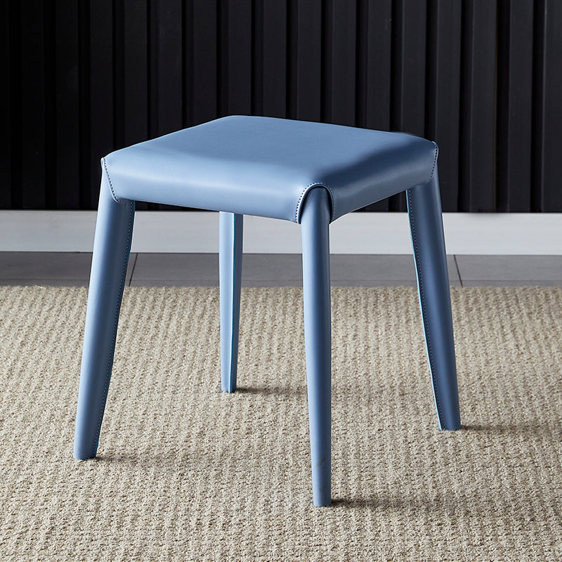 Glam Ottoman Faux Leather Stain Resistant Solid Color Square Ottoman with Metal Legs