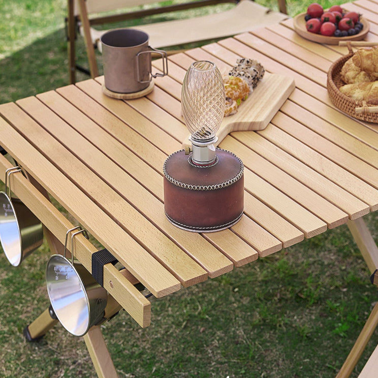 Industrial Beech Wood Folding Table Outdoor Solid Wood Camping Table