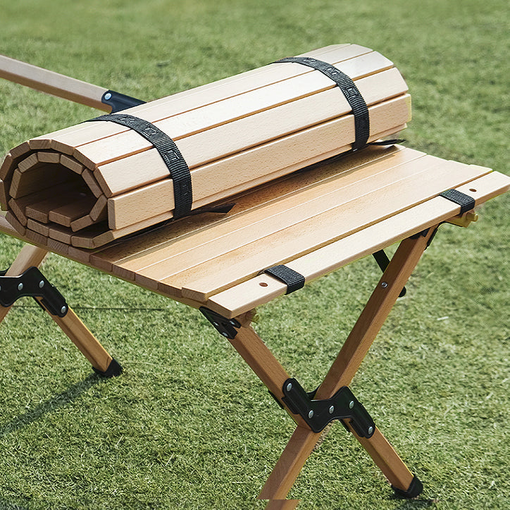 Industrial Beech Wood Folding Table Outdoor Solid Wood Camping Table