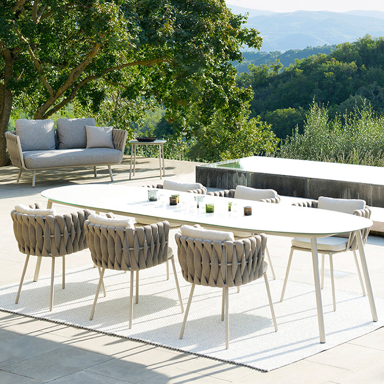 Contemporary Aluminum Coffee Table Metal Frame Outdoor Dining Table
