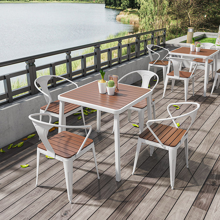 Outdoor Contemporary Coffee Table Metal Frame Rectangle Dining Table