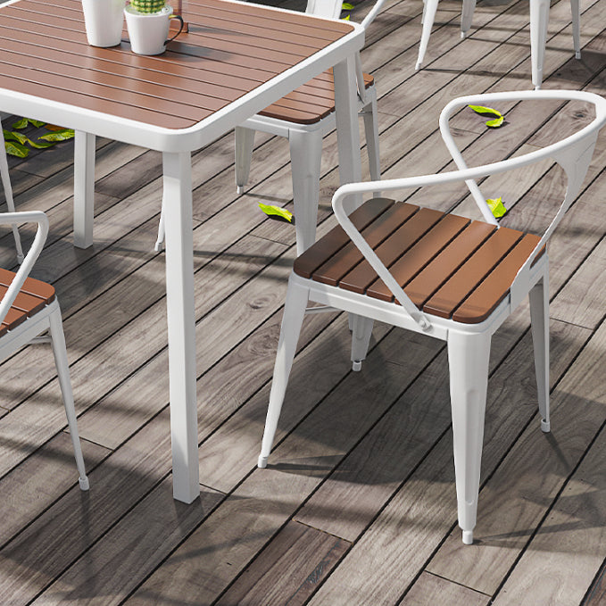 Outdoor Contemporary Coffee Table Metal Frame Rectangle Dining Table