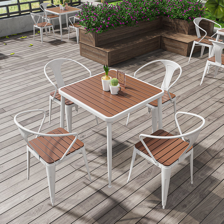 Outdoor Contemporary Coffee Table Metal Frame Rectangle Dining Table