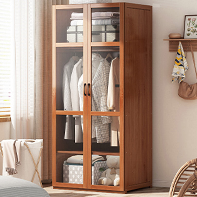 Modern Style Wardrobe Cabinet Solid Wood Clothes Rail Wardrobe Armoire