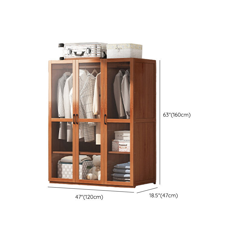 Modern Style Wardrobe Cabinet Solid Wood Clothes Rail Wardrobe Armoire