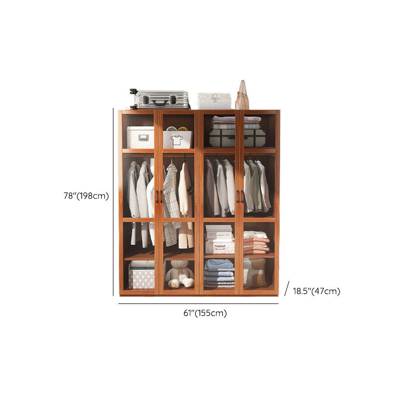 Modern Style Wardrobe Cabinet Solid Wood Clothes Rail Wardrobe Armoire