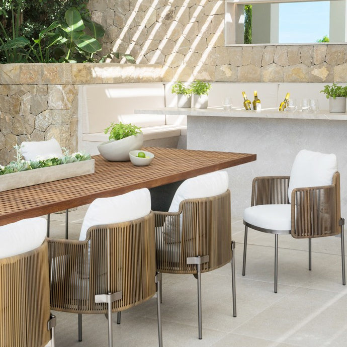 Boho Style Dining Set Wooden Rectangular 1/9 Pieces Dining Set