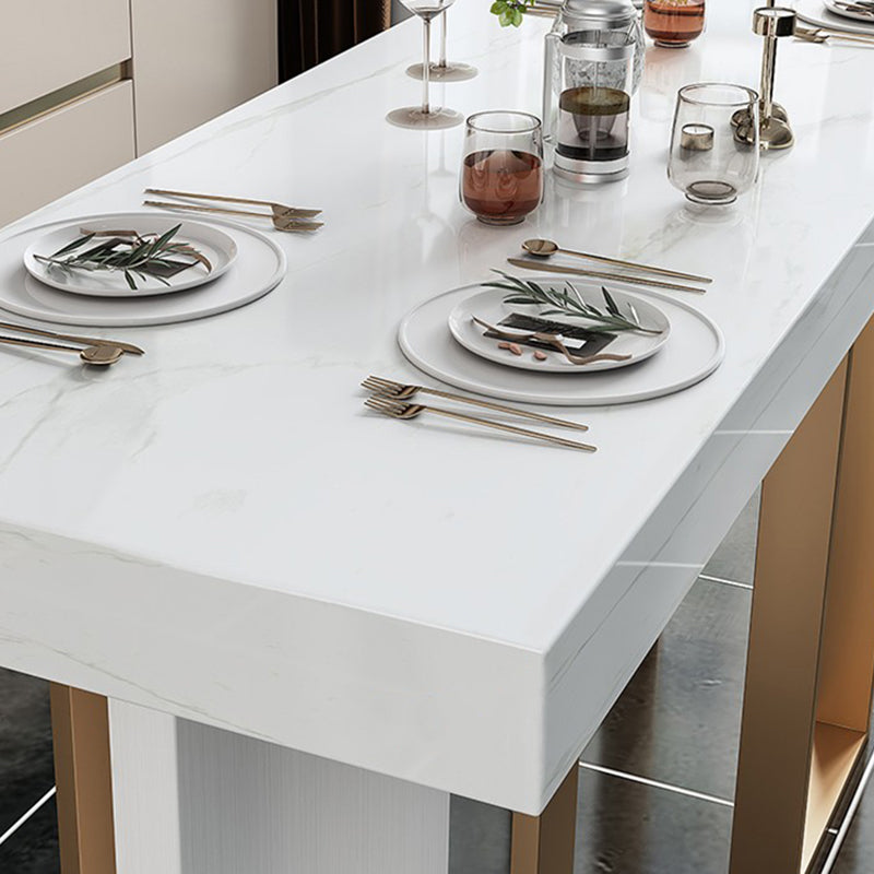 Contemporary Style Rectangle Pub Set 1/5 Pieces Faux Marble Pub Dining Set