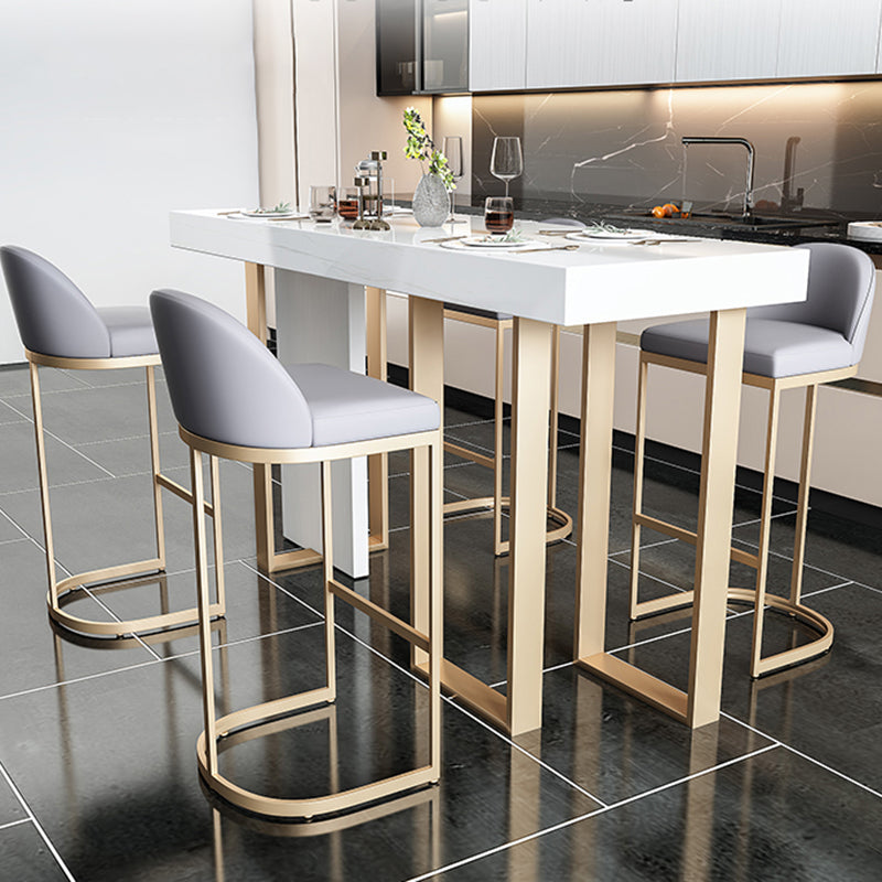 Contemporary Style Rectangle Pub Set 1/5 Pieces Faux Marble Pub Dining Set