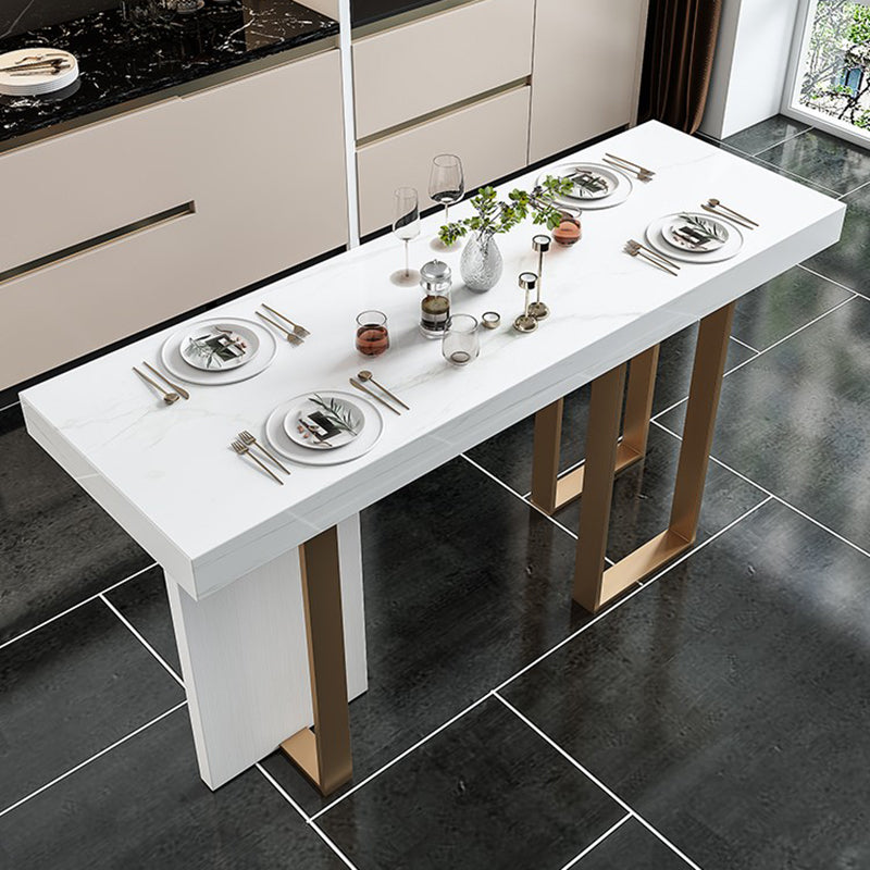 Contemporary Style Rectangle Pub Set 1/5 Pieces Faux Marble Pub Dining Set