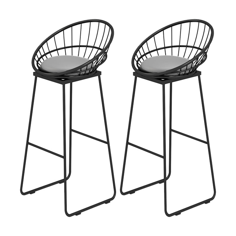 Low Back Upholstered Dining Stool Armless Bar Stool with Metal Base