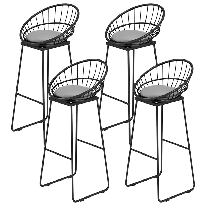 Low Back Upholstered Dining Stool Armless Bar Stool with Metal Base