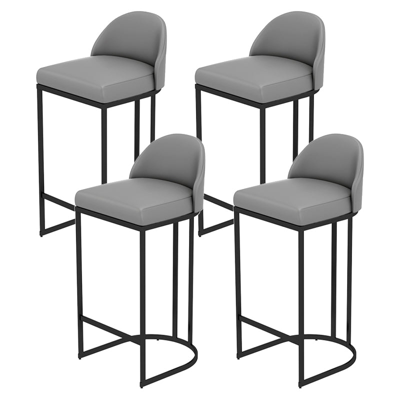 Low Back Upholstered Dining Stool Armless Bar Stool with Metal Base