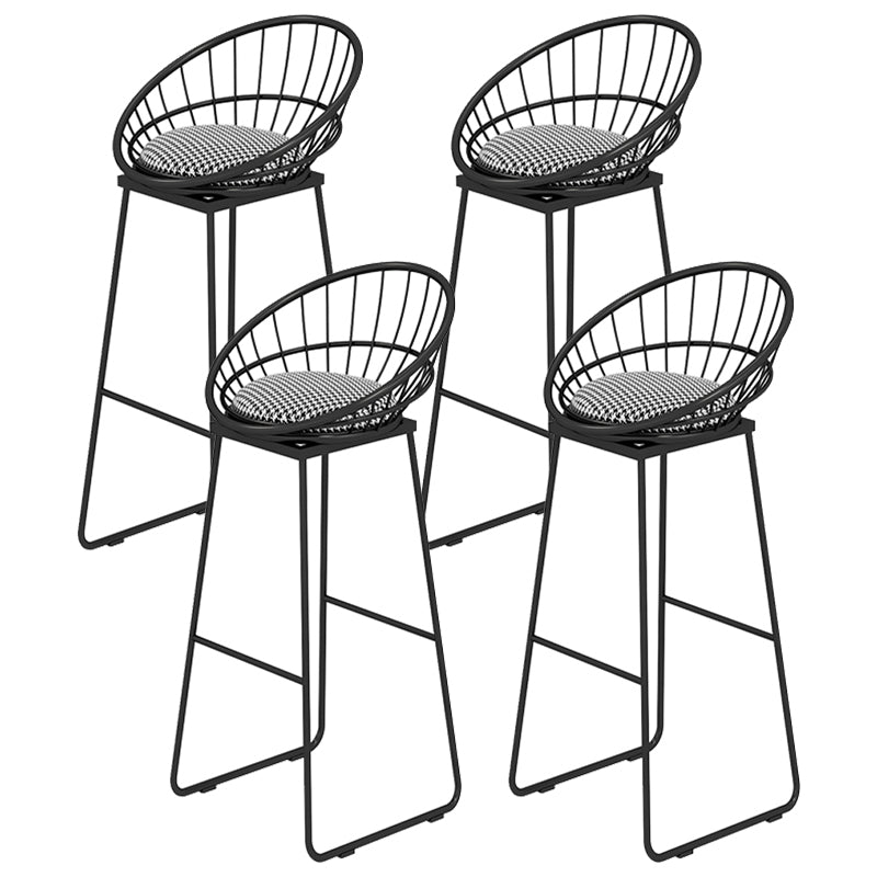 Low Back Upholstered Dining Stool Armless Bar Stool with Metal Base