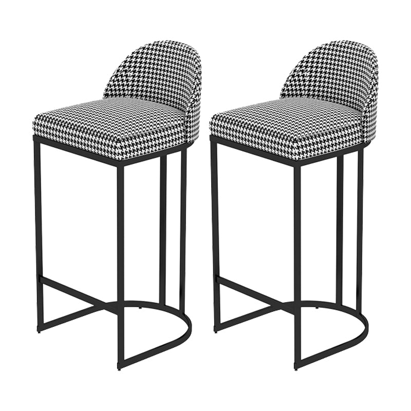 Low Back Upholstered Dining Stool Armless Bar Stool with Metal Base