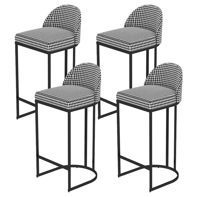 Low Back Upholstered Dining Stool Armless Bar Stool with Metal Base