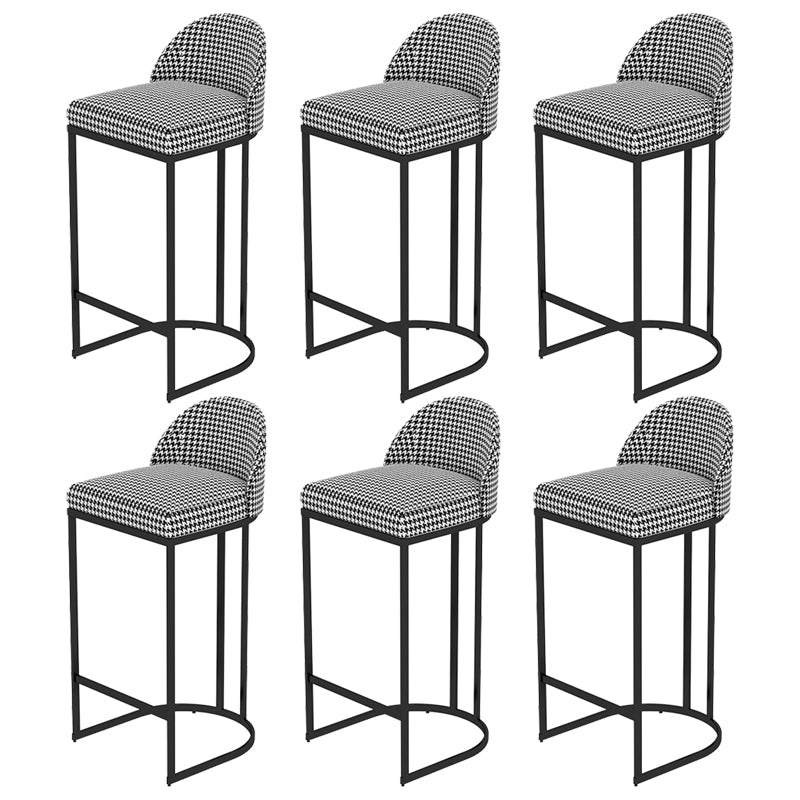 Low Back Upholstered Dining Stool Armless Bar Stool with Metal Base
