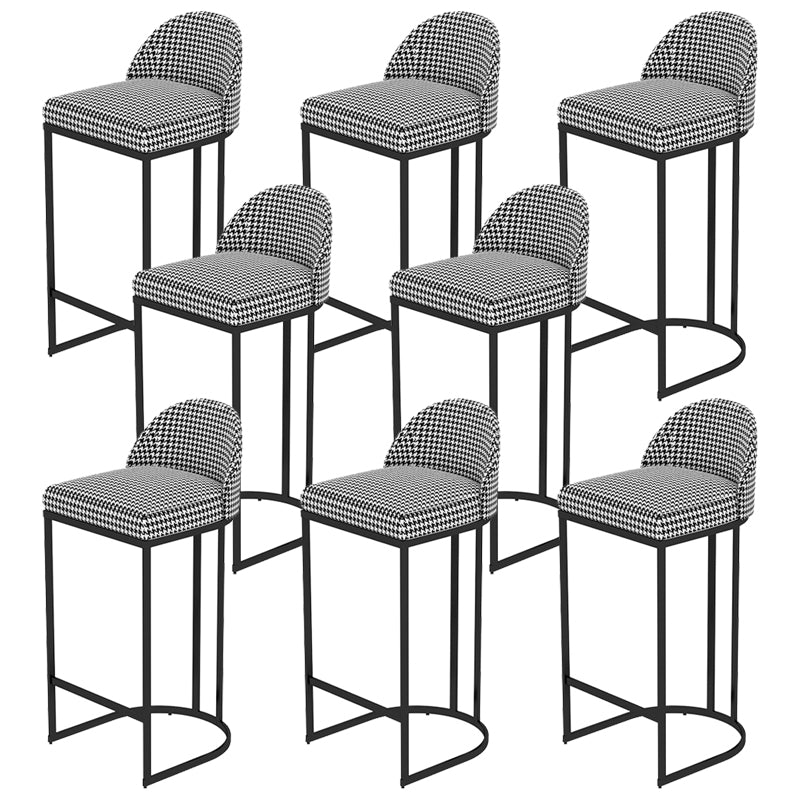 Low Back Upholstered Dining Stool Armless Bar Stool with Metal Base