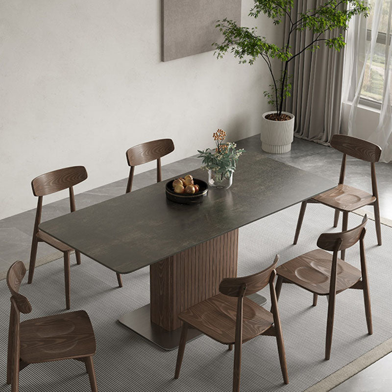 Industrial Kitchen Dinner Table Rectangle Pedestal Dining Table