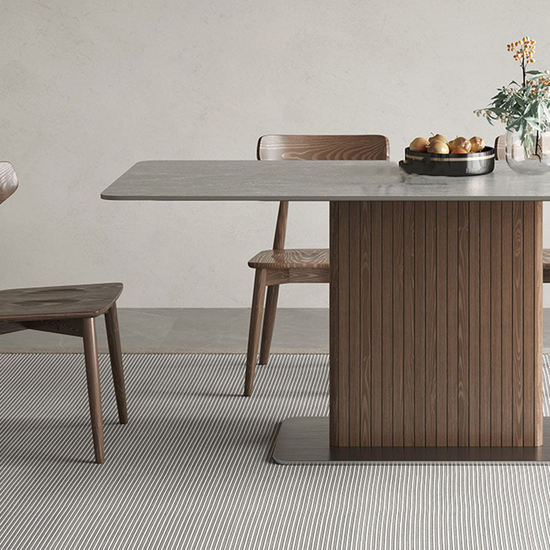 Industrial Kitchen Dinner Table Rectangle Pedestal Dining Table