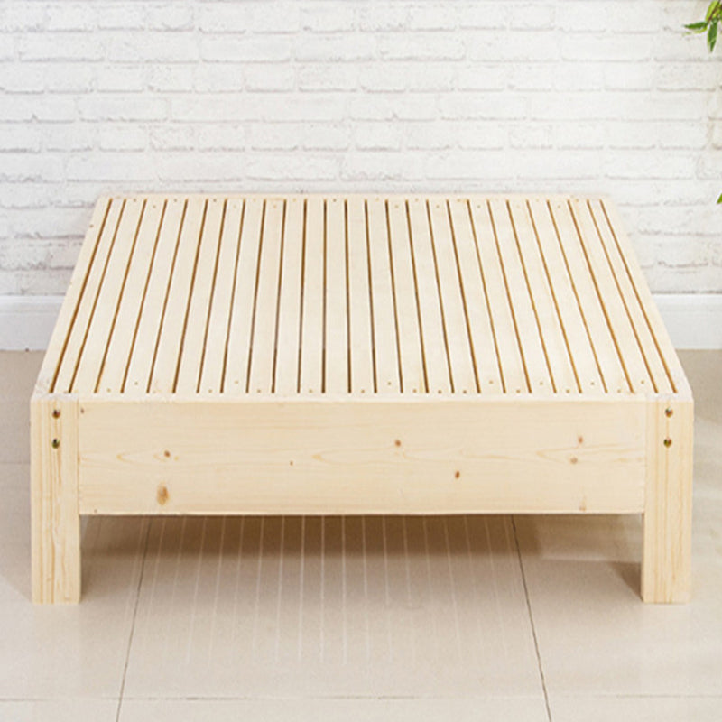 Scandinavian Styled Natural Platform Bed Solid Wood No Theme Kid Bed