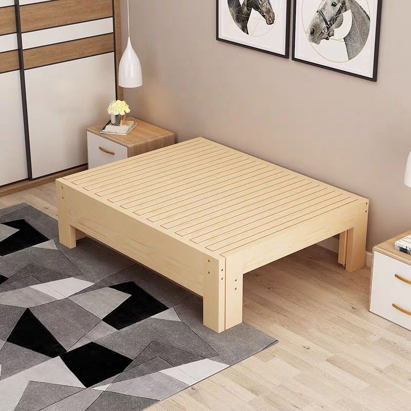 Scandinavian Styled Natural Platform Bed Solid Wood Kid Bed